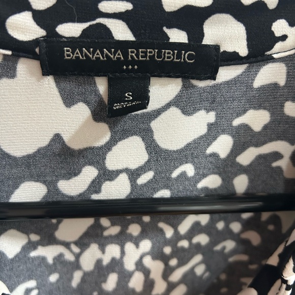 Banana Republic Black White Abstract Print V Neck 3/4‎ Sleeve Dress Size S - Picture 3 of 3